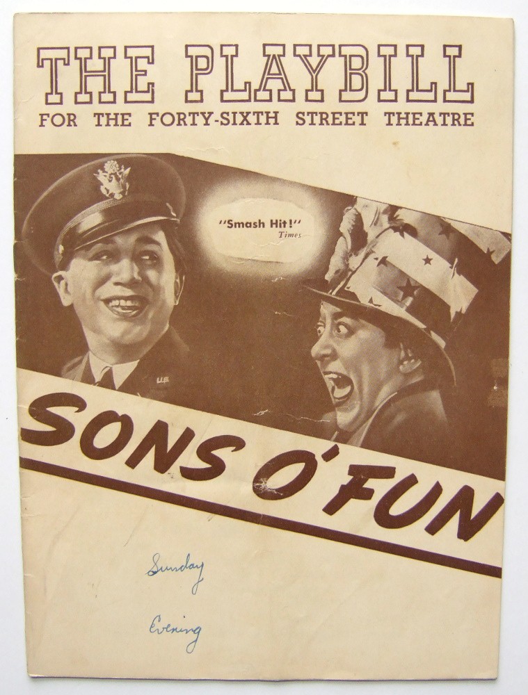 Sons o' Fun: Playbill for the Forty-Sixth (46th) Street Theatre, 1943
